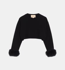 Pull droit court détails plumes Valentino Garavani