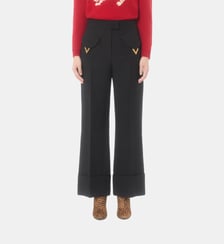 Pantalon droit en laine mélangée signature Valentino Garavani