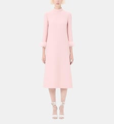 Robe droite mi-longue détails plumes Valentino Garavani