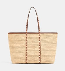 Sac cabas Rockstud en raphia Valentino Garavani