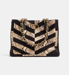 Sac à cabas Laseine en python et daim motif patchwork Valentino Garavani
