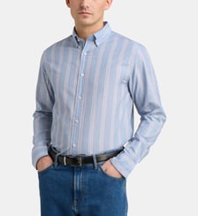 Chemise droite rayée en popeline de coton Gant