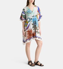 Poncho Pam motif floral en coton bio Galeries Lafayette