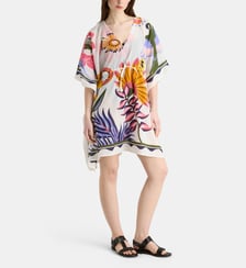 Poncho Pam motif floral en coton bio Galeries Lafayette