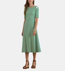Robe midi ajustée à rayures manches courtes en coton  Lauren Ralph Lauren