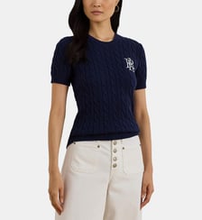 Pull ajusté manches courtes en coton signature Lauren Ralph Lauren