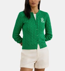 Cardigan torsadé ajusté en coton signature Lauren Ralph Lauren