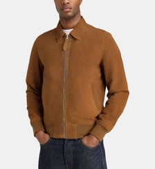 Blouson droit zippé en suède Schott