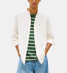 Chemise droite lin mélangé col Mao Tommy Hilfiger