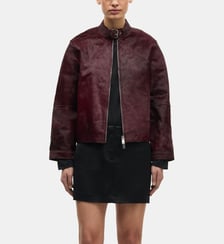Blouson droit Salita en cuir finition lisse Samsoe Samsoe