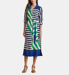 Robe chemise ajustée à manches longues à rayures Lauren Ralph Lauren