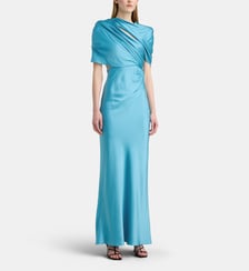 Robe longue enveloppante en satin drapé Stella McCartney