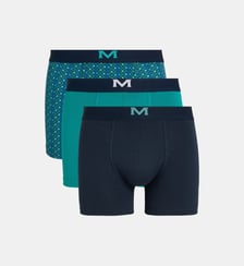 Lot de 3 shortys 2 unis 1 imprimé coton Mariner