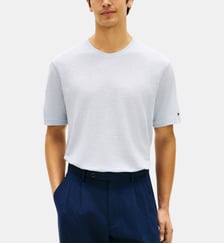 T-shirt droit en lin et coton Tommy Hilfiger