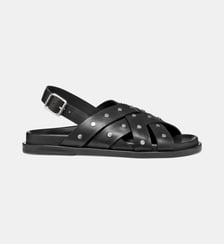 Sandales plates en cuir détails studs Geox