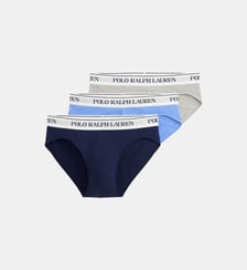 Lot de trois slips coton stretch signature Polo Ralph Lauren