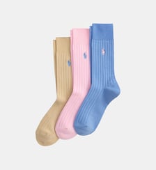 3 paires de chaussettes hautes côtelées signature Polo Ralph Lauren