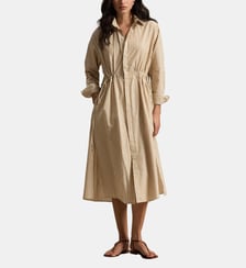 Robe chemise à rayures en coton et lin Polo Ralph Lauren