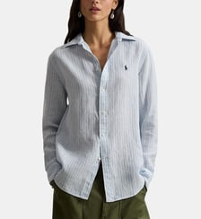 Chemise droite rayée en lin signature Polo Ralph Lauren