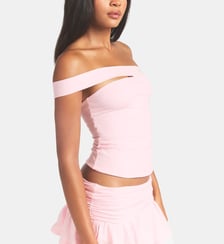 Top ajusté coll asymétrique en coton mélangé Skims