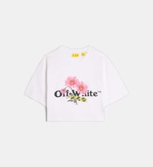 T-shirt crop signature en coton Off White