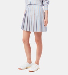 Jupe courte plissée évasée coton à rayures Lacoste
