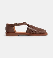 Sandales style pêcheur plates Peonia cuir tressé Mapache