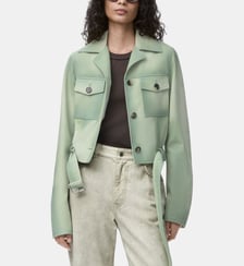 Veste droite courte en cuir signature Loewe