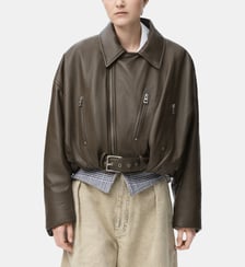 Veste droite en cuir signature Loewe