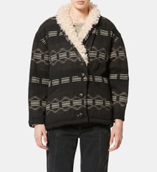 Manteau Qayla court en coton motif jacquard fausse fourrure Isabel Marant