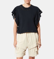 T-shirt Odyle droit en coton détails ajourés Isabel Marant