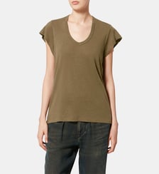 T-shirt Zankou droit en lin col V Isabel Marant