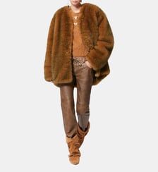 Manteau Foxy droit Aglae fausse fourrure col v Isabel Marant