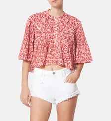 Top Veelia fluide à manches 3/4 en coton motif floral Isabel Marant