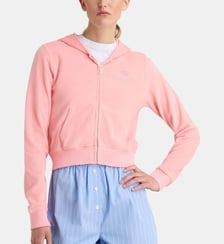 Sweat zippé à capuche velours et signature strass Sporty & Rich