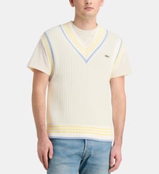 Pull ample sans manches en maille de coton mélangé Lacoste