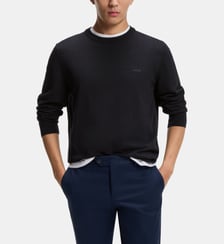 Pull droit en coton à logo brodé BOSS