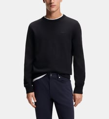 Pull droit en coton à logo brodé BOSS