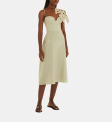 Robe mi-longue ajustée rayée Monstera Leaf Farm Rio