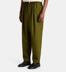Pantalon carotte à pinces taille élastiquée en laine vierge Marni
