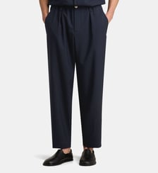 Pantalon carotte à pinces taille élastiquée en laine vierge Marni