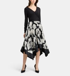 Robe Material Mix Pleated fleurie plissée mi-longue  Karl Lagerfeld