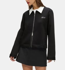 Sweat droit en coton zippé Karl Lagerfeld
