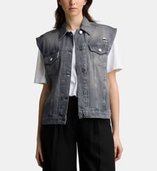 Veste classique Ikon Denim effet délavé sans manches Karl Lagerfeld