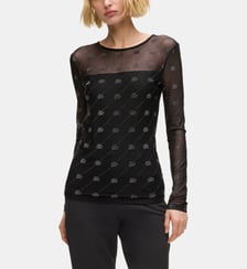 Top transparent ajusté à strass et manches longues Karl Lagerfeld