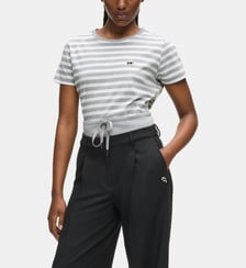 T-shirt Ikon ajusté en coton à rayures Karl Lagerfeld