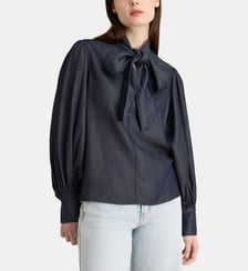Blouse fluide lavallière effet denim Karl Lagerfeld
