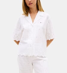 Haut de pyjama court en coton signature Tommy Hilfiger
