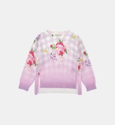 Pull droit détails fleuris Monnalisa
