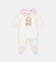 Grenouillère Lapin droite en coton col volants Monnalisa